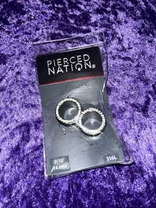 PAIR Cubic Zirconia Silicone Plugs Double Flare Tunnels Gauges 9/16 14mm Silver - Picture 1 of 4