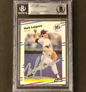 Mark Langston Autogramm signed 1988 Fleer Seattle Mariners Karte BGS BAS - Bild 1 von 3