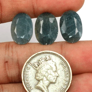 3 piezas piedras preciosas de corte facetado ovalado de zafiro azul natural de Madagascar de 15,4 mm-15,7 mm - Imagen 1 de 13