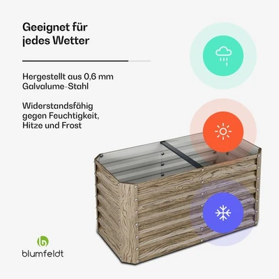 Blumfeldt Straight cama alta 432 L resistente a la intemperie jardinera 120x60x60 cm aspecto madera - Imagen 1 de 4