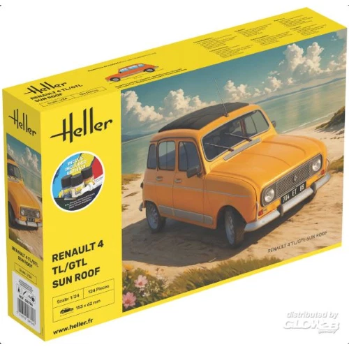 RENAULT 4 TL/GTL SUN ROOF "STARTER KIT CON COLORI" 1:24 Heller Kit Auto Modellin - Immagine 1 di 1