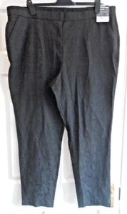 Tapered Leg, Black Textured Trousers UK Size 22 + stretch, Leg 29in, BNWT - Picture 1 of 15