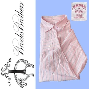 Chemise femme Brooks Brothers boutonnée manches longues rose col violet taille 14 - Photo 1/9