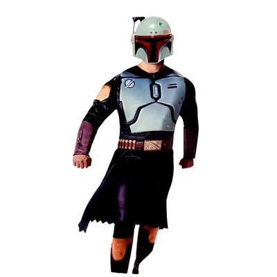 Star Wars Boba Fett Costume Mens Adult Sz M Muscle Chest jumpsuit Mask Halloween - Image 1 of 4