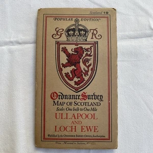 Vintage OS Map of Ullapool and Loch Ewe (1930) Scotland 1" to 1 mile Sh 19 - Picture 1 of 5