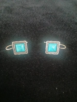 Silpada Sterling Silver 925 Square Turquoise Earrings ~ 8 Grams - Image 1 of 4