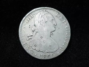 1806 Mexico 8 Reales Silver Coin w/ Chop Marks - Picture 1 of 4