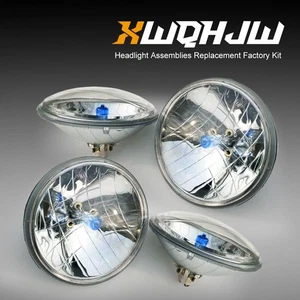 4X 5.75" Round Glass Headlight Housing Hi/Low Beam For H4 LED HID Halogen Bulbs - Picture 1 of 10