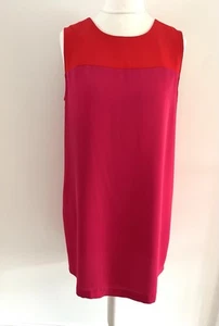 Abito Cynthia Rowley taglia L rosa fucsia rosso senza maniche tubino zip posteriore - Foto 1 di 10