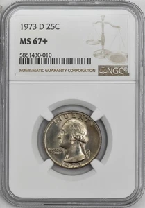 1973-D Washington Quarter 25c MS67+ NGC 945760-4 - Picture 1 of 5
