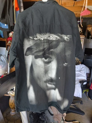 RARE Vintage 90s Tupac Shakur 2pac Makaveli Gangster Rap Button Up Shirt Size XL - Image 1 of 4