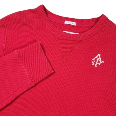 Camisa Térmica Abercrombie & Fitch Muscular Hombres XXL Roja Tejido Gofre Y2K Manga Larga Foto 1 de 4