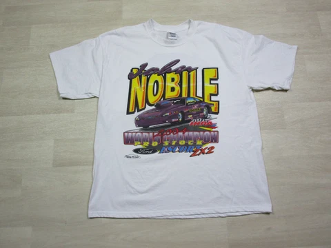 Vintage Y2K John Nobile 04' World Pro Stock Racing Champion (XL) T Shirt Ford Cover