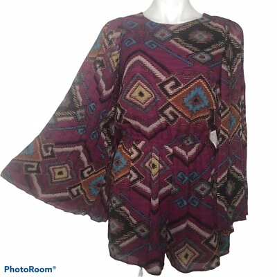 Mameluco estampado Southweatern azteca Fire Los Angeles mangas campana mediano granate Foto 1 de 4