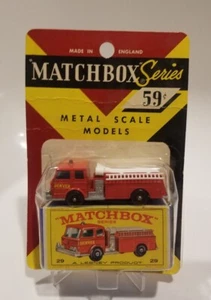 Matchbox Car Lesney Fred Bronner #29 Fire Pumper Truck Blister Pack Card Rare - Picture 1 of 9