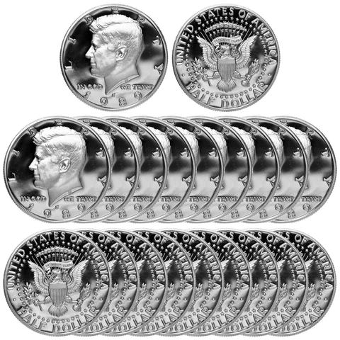 1989 S Kennedy Half Dollar Roll Gem Deep Cameo CN-Clad Proof 20 US Coins Cover