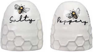 Honey Bee Ceramic Salt and Pepper Shakers, Unique Honeycomb Salt & Pepper Shaker - Picture 1 of 12