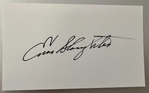 ENOS SLAUGHTER HOF AUTH. AUTOGRAPHED 3 X 5 INDEX CARD CARDINALS NM - Picture 1 of 1
