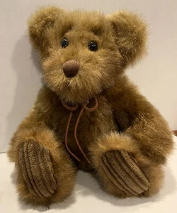 Oso de peluche First & Main de felpa tostado Minky patas de pana de 9", corbata de gamuza en el cuello  - Imagen 1 de 6