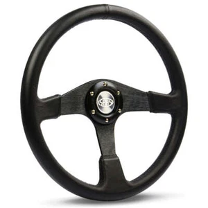 SAAS 15" ADR Compliant Leather Wrapped Steering Wheel with Three Brushed Blac... - Picture 1 of 2