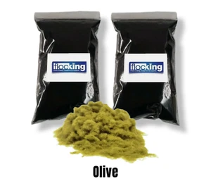 Fibras Flocking Verde Oliva 2 x 1 M2 Bolsas Banda Polvo 2 M2 Metros Cobertura - Imagen 1 de 11