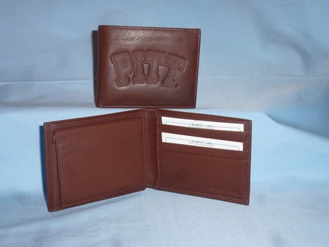 PITTSBURGH Pitt PANTHERS  Leather BiFold Wallet   NEW  dark brown 4 Cover