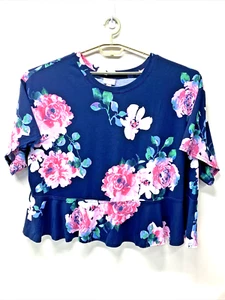Nuevo con etiquetas LuLaRoe Talla 3XL Rosa Marino Floral SS Escote Redondo Borde Crudo Volantes 736-18 - Imagen 1 de 21