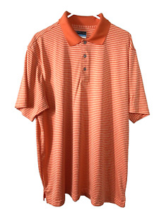 PGA Tour Golf Polo Shirt Mens core XL Orange Peach Striped Sports Airflux