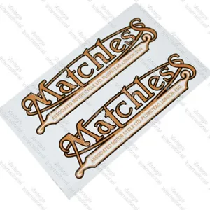 For Matchless Motorbike Gold Decal Sticker Size 105mm X 65mm 2 Unit @US - Picture 1 of 3