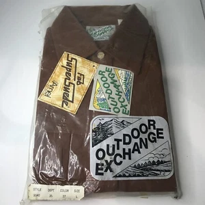 Camicia vintage Outdoor Exchange super scamosciata cacciatori manica lunga con bottoni marrone grande - Foto 1 di 12