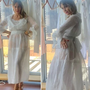 Edwardian Wedding Dress - Antique Wedding Dress - White - Cotton - M - Picture 1 of 24