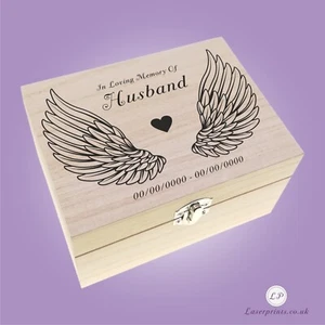 Alas Cenizas Urna Cremación Humana Memorial Ángel Soporte de Recuerdo Caja Personalizada - Imagen 1 de 13