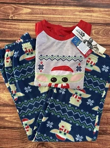 Pijama de Navidad Star Wars “The Mandalorian” Yoda parte superior parte inferior polar niñas talla 12 Anx9 - Imagen 1 de 11