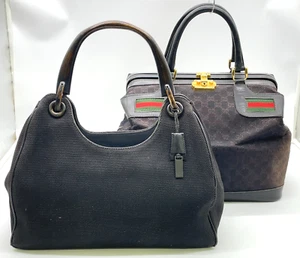 Auth Gucci GG rSherry Line Black Doctor's Bag / Hand Bag Set 2 NS040640 - Picture 1 of 24