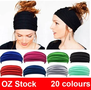 Running Soft Extra Wide Hairband Stretchy Yoga Headband Elastic Turban Head Wrap - Picture 1 of 50