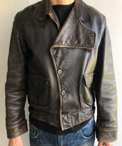 Genuine 1930’s mens aviator brown leather jacket by Simpsons Gloves Pty Ltd - Picture 1 of 18