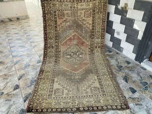Vintage Turkish Oushak Rug, 4 x 7 ft Red Handmade Wool Antique Tribal Area Rug - Picture 1 of 14