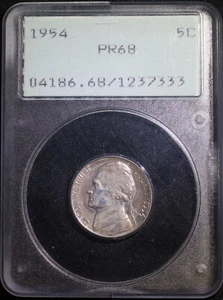 1954 PROOF JEFFERSON NICKEL PCGS PR68 5C OLD RATTLER HOLDER OGH - Picture 1 of 2