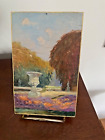 Fine Miniature Oil Painting France Garden of Versailles Study 3x5 Vintage Signed