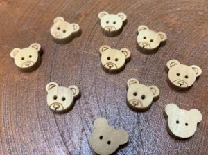 15 piezas 10 mm oso de peluche botones de madera 2 agujeros costura álbum de recortes tejer cuentas artesanales - Imagen 1 de 3