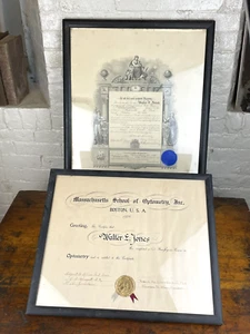 1922 Masons Sublime Degree & 1926 Optometrie Zertifikat WALTER E. JONES, Maine - Bild 1 von 24