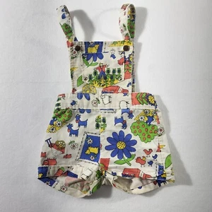 Mameluco vintage de animales de granja azul rojo para niños pequeños - Imagen 1 de 5