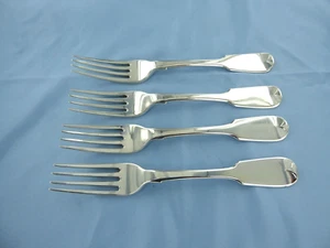 ANTIQUE STERLING SILVER SET OF FOUR FIDDLE BACK DESSERT FORKS LONDON 1836. - Picture 1 of 9