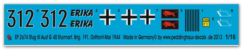 Peddinghaus 2674 1/16 Stug III edizione G 40 Sturmbrigade 191,FRONTE ORIENTALE - - Immagine 1 di 1