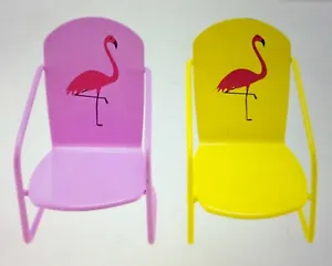 Mini Fairy Garden Flamingo Chairs: 2 inches - Set of 2 chairs - 1 Pink 1 Yellow - Picture 1 of 1