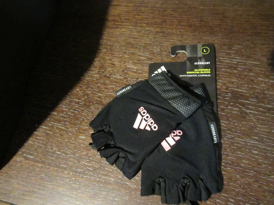 adidas Womens Large Essential Half-finger Weightlifting Exercise Gloves Black