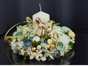 Easter arrangement with candle, Easter bunny centerpiece , Spring table decor - Picture 1 of 10