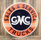 GMC Trucks Sales Service Embossed Metal Tin Sign 24" Vintage Garage Dealer New