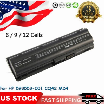 Batería de 6/9/12 celdas para HP Pavilion dv7 dv6 dv5 g6 g7 dm4 G72 593553-001 CQ42  Foto 1 de 4