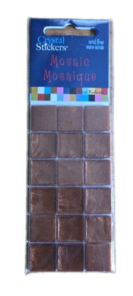 Кристаллические наклейки бескислотные 15 мм медно-цветные мозаичные наклейки, 18 квадратов/блок - Изображение 1 из 2